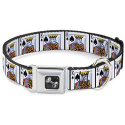 Dog Bone Black/Silver Seatbelt Buckle Collar - King of Spades