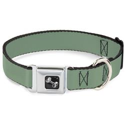 Dog Bone Black/Silver Seatbelt Buckle Collar - Khaki Green