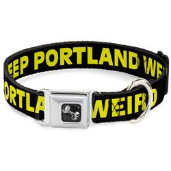 Dog Bone Black/Silver Seatbelt Buckle Collar - KEEP PORTLAND WEIRD Black/Yellow