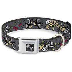 Dog Bone Black/Silver Seatbelt Buckle Collar - Lucky Gray