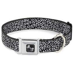Dog Bone Black/Silver Seatbelt Buckle Collar - Leopard Black