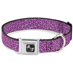 Dog Bone Black/Silver Seatbelt Buckle Collar - Leopard Baby Pink