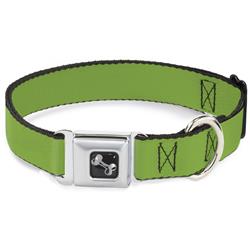 Dog Bone Black/Silver Seatbelt Buckle Collar - Lime Green
