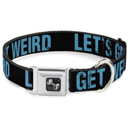 Dog Bone Black/Silver Seatbelt Buckle Collar - LET'S GET WEIRD Weathered Black/Bright Blue