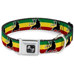 Dog Bone Black/Silver Seatbelt Buckle Collar - Lion of Zion Repeat