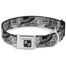 Dog Bone Black/Silver Seatbelt Buckle Collar - Mi Vida Loca