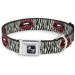 Dog Bone Black/Silver Seatbelt Buckle Collar - Mouth Zebra