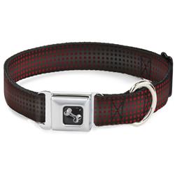 Dog Bone Black/Silver Seatbelt Buckle Collar - Micro Polka Dots Transitions Black/Red