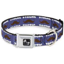Dog Bone Black/Silver Seatbelt Buckle Collar - Mustache 'Stache-Tastic
