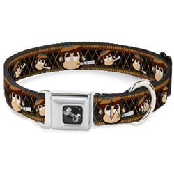 Dog Bone Black/Silver Seatbelt Buckle Collar - Multi Smoking Monkey Argyle Brown
