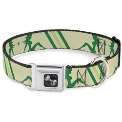 Dog Bone Black/Silver Seatbelt Buckle Collar - Mud Flap Girls w/Stripes Tan/Green/Lime Green