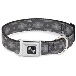 Dog Bone Black/Silver Seatbelt Buckle Collar - Navajo Grays