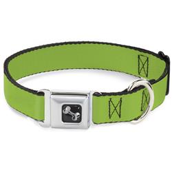 Dog Bone Black/Silver Seatbelt Buckle Collar - Neon Green