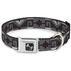 Dog Bone Black/Silver Seatbelt Buckle Collar - Navajo2 Grays