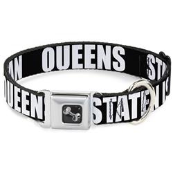 Dog Bone Black/Silver Seatbelt Buckle Collar - New York's Five Burroughs Bold Black/White