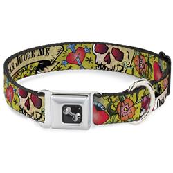 Dog Bone Black/Silver Seatbelt Buckle Collar - Only God Can Judge Me Yellow