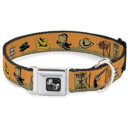 Dog Bone Black/Silver Seatbelt Buckle Collar - Old Western Multi Color