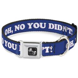 Dog Bone Black/Silver Seatbelt Buckle Collar - OH, NO YOU DIDN'T!!! Navy/Purple/White