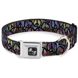 Dog Bone Black/Silver Seatbelt Buckle Collar - Peace Psychedelic