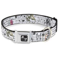 Dog Bone Black/Silver Seatbelt Buckle Collar - Poems