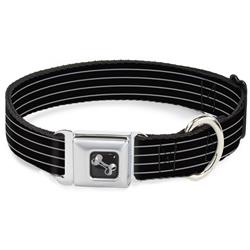 Dog Bone Black/Silver Seatbelt Buckle Collar - Pinstripes Black/Gray