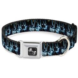 Dog Bone Black/Silver Seatbelt Buckle Collar - Peace & Starz