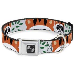 Dog Bone Black/Silver Seatbelt Buckle Collar - Panda w/Tiger Hat