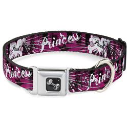 Dog Bone Black/Silver Seatbelt Buckle Collar - Punk Princess w/Piano Keys