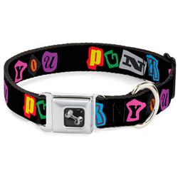 Dog Bone Black/Silver Seatbelt Buckle Collar - Punk You Black/Full Color