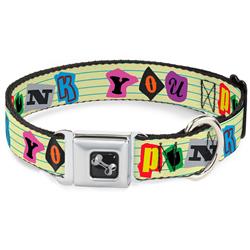 Dog Bone Black/Silver Seatbelt Buckle Collar - Punk You Legal Pad/Full Color