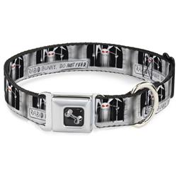 Dog Bone Black/Silver Seatbelt Buckle Collar - Rabid Bunny