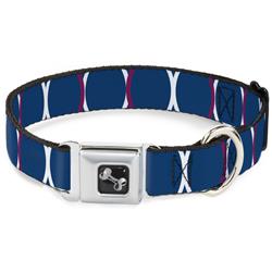 Dog Bone Black/Silver Seatbelt Buckle Collar - Rings Turquoise/White/Fuchsia