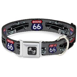 Dog Bone Black/Silver Seatbelt Buckle Collar - Route 66 Classics Gray