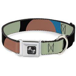 Dog Bone Black/Silver Seatbelt Buckle Collar - Polka Dots CLOSE-UP Black/Blue/Sage/Brown