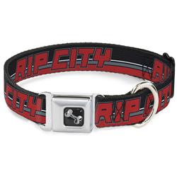 Dog Bone Black/Silver Seatbelt Buckle Collar - RIP CITY/Stripe/Mesh Black/Gray/Red