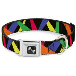 Dog Bone Black/Silver Seatbelt Buckle Collar - Spotlight Black/Multi Neon