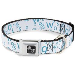 Dog Bone Black/Silver Seatbelt Buckle Collar - Stargazer White/Blue