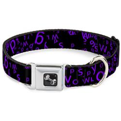 Dog Bone Black/Silver Seatbelt Buckle Collar - Stargazer Black/Purple
