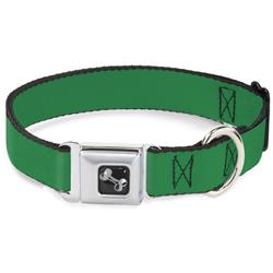 Dog Bone Black/Silver Seatbelt Buckle Collar - St. Paddy Green