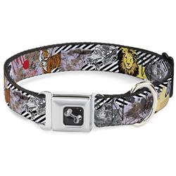Dog Bone Black/Silver Seatbelt Buckle Collar - Safari