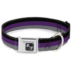 Dog Bone Black/Silver Seatbelt Buckle Collar - Stripes Black/Purple/Gray
