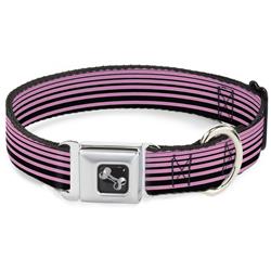 Dog Bone Black/Silver Seatbelt Buckle Collar - Stripe Transition Black/Pink
