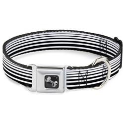 Dog Bone Black/Silver Seatbelt Buckle Collar - Stripe Transition Black/White