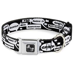 Dog Bone Black/Silver Seatbelt Buckle Collar - Skater Bubbles