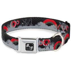 Dog Bone Black/Silver Seatbelt Buckle Collar - Starry Forest