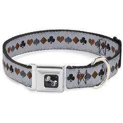 Dog Bone Black/Silver Seatbelt Buckle Collar - Suits Gray Stone