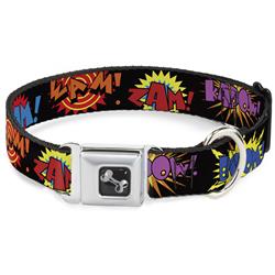 Dog Bone Black/Silver Seatbelt Buckle Collar - Sound Effects Black/Multi Color