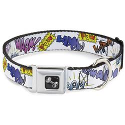 Dog Bone Black/Silver Seatbelt Buckle Collar - Sound Effects White/Pastel
