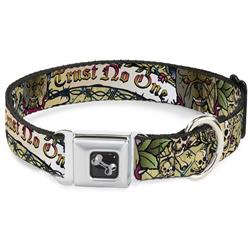 Dog Bone Black/Silver Seatbelt Buckle Collar - Trust No One Tan
