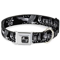 Dog Bone Black/Silver Seatbelt Buckle Collar - Truth and Justice Black/White